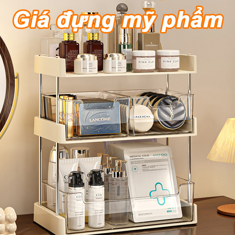 Hộp Đựng Mỹ Phẩm Có Ngăn Kéo 2/3 Lớp - Dung Tích Lớn, Chống Bụi Hiệu Quả, Dùng Để Bàn Trang Điểm & Kệ Phòng Tắm