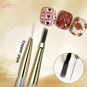 HFSHY 1 Chiếc Hai Đầu Móng Tay Nghệ Thuật Bàn Chải Đa Năng Sọc Lót Bàn Chải Mô Hình Nước Ripple DIY Thiết Kế Lông Cứng Bàn Chải Móng Tay Nghệ Thuật Dụng Cụ VN