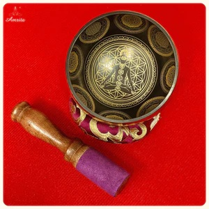 Chuông xoay Nepal hoa văn Chakra, Flower of Life - Chuông Mõ - Chuông Chiêm Tinh - Chuông Luân Xa - CXNP291