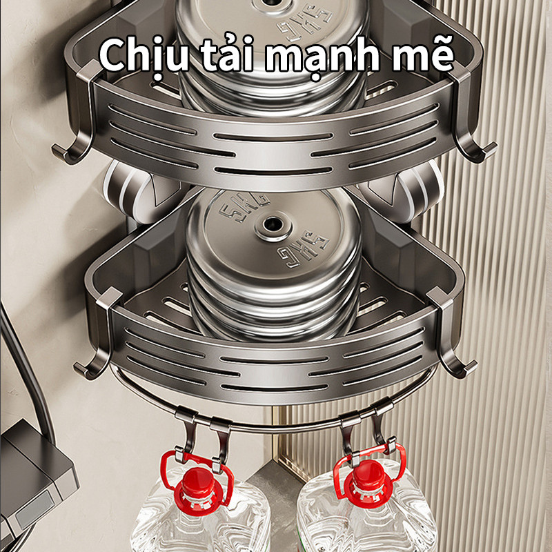 Kệ Góc Để Đồ Nhà Tắm Hút Chân Không Không Khoan Đục, Hút Siêu Chắc, Kèm Móc Treo Đồ Tiện Dụng