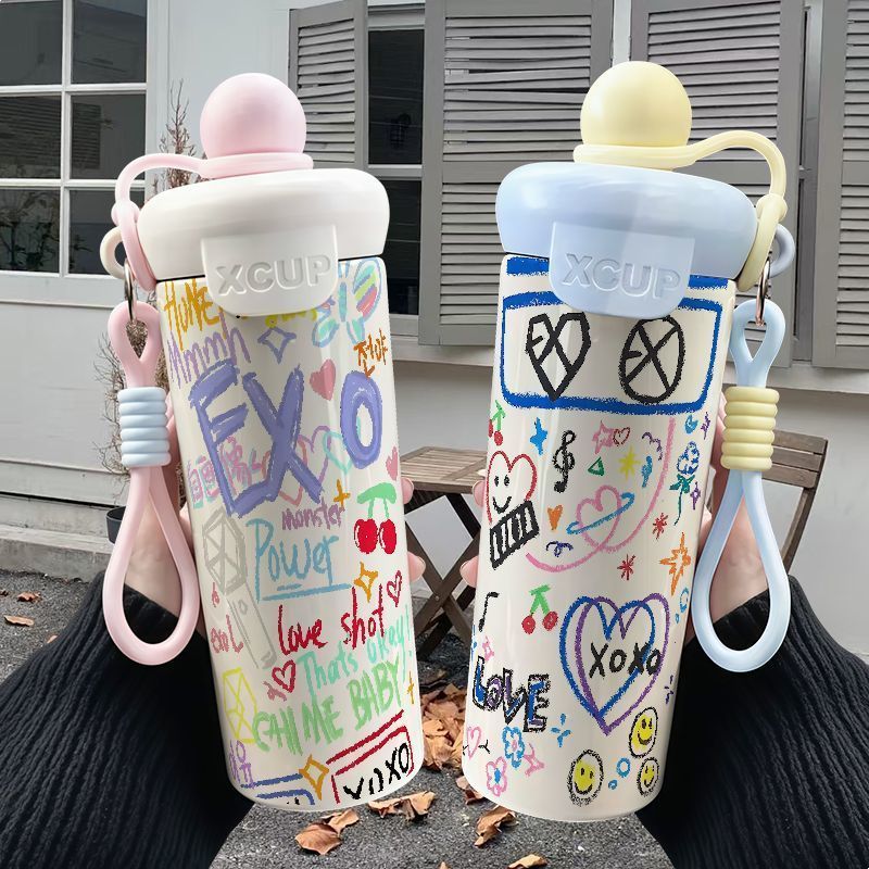 [Giảm giá] Cốc giữ nhiệt hàng hóa Alice EXO Graffiti 316 Ống hút bằng thép không gỉ Dung tích lớn Cốc trà cà phê mặt cao