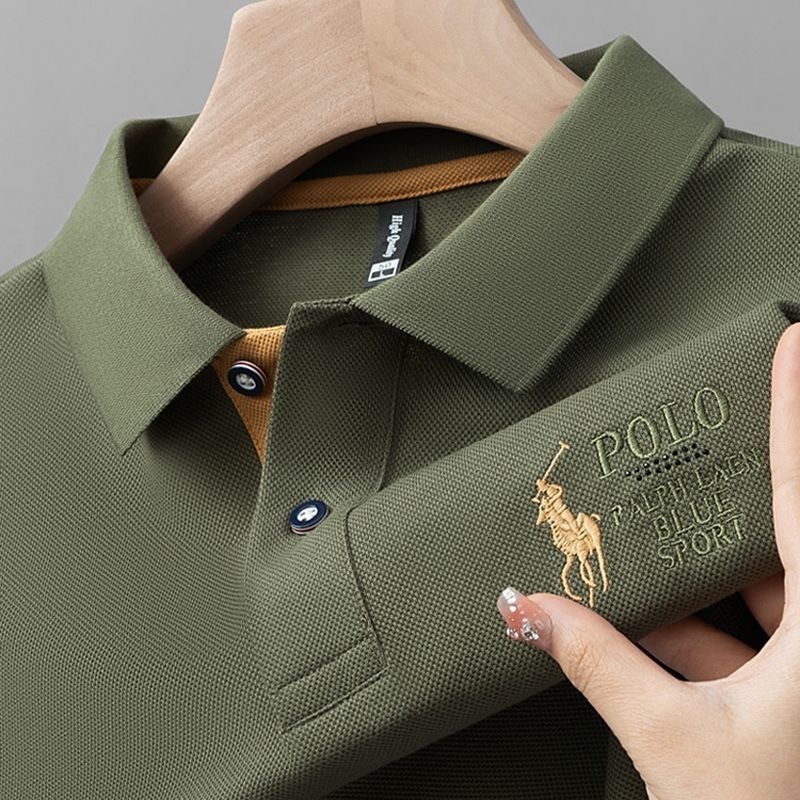 Áo sơ mi Polo thêu dáng rộng cho nam, phù hợp công sở và thời trang