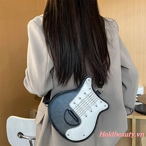 Túi đeo chéo nữ PU nhẹ Màu sắc tương phản hợp thời trang Túi đeo vai hình đàn Violin cho du lịch