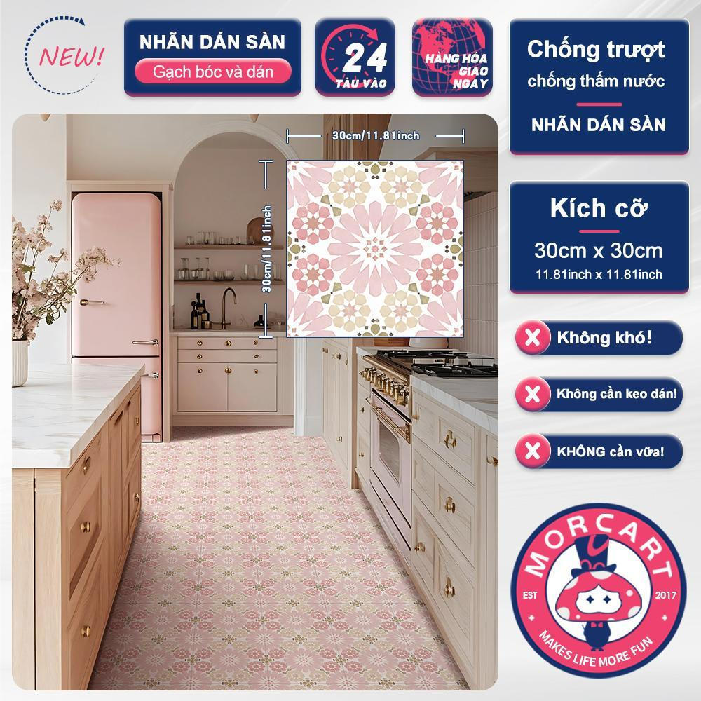 Nhãn dán sàn 30cmx30cm tự dính chống nước, chống trượt, dùng cho phòng tắm/nhà bếp/phòng ăn