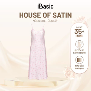 Váy ngủ lụa satin iBasic hai dây phom suông dài SW073