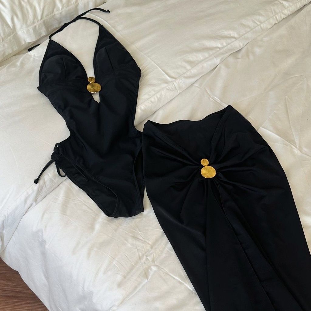 Đồ bơi một mảnh màu đen dáng slimming, phù hợp mùa xuân và bãi biển