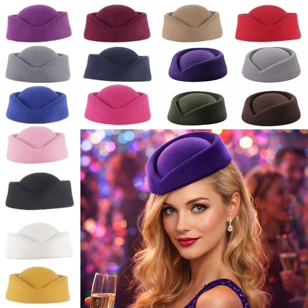 Mũ YOLOGO Top, Mũ tiếp viên lõm cổ điển kiểu Anh, Mũ nồi nỉ trang trọng chắc chắn cho bữa tiệc