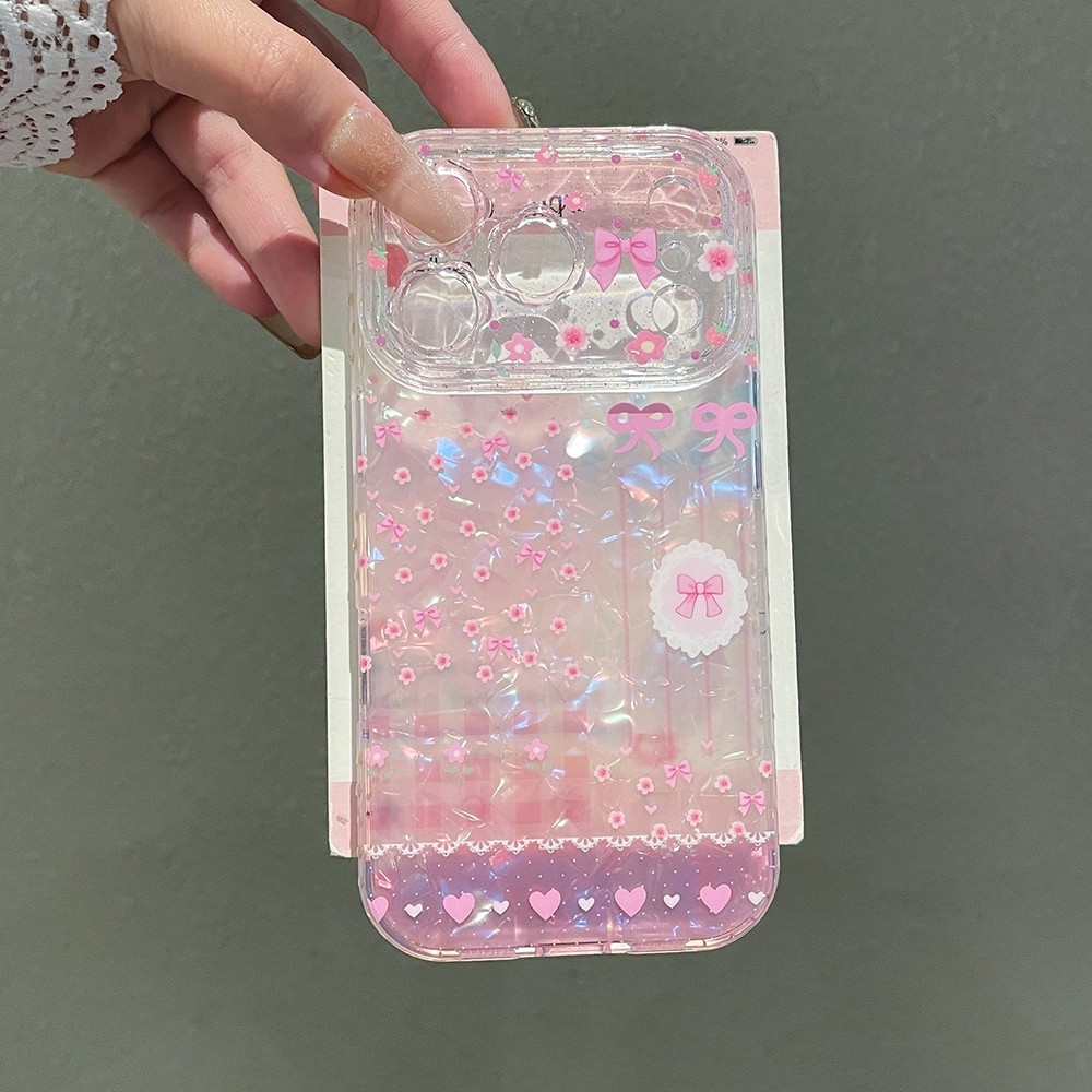 Flower Line Bowknot Shell Windows Acrylic Vỏ Điện Thoại Cho iPhone 17 Pro Max 16 15 14 13 Vỏ Bảo Vệ Chống Sốc