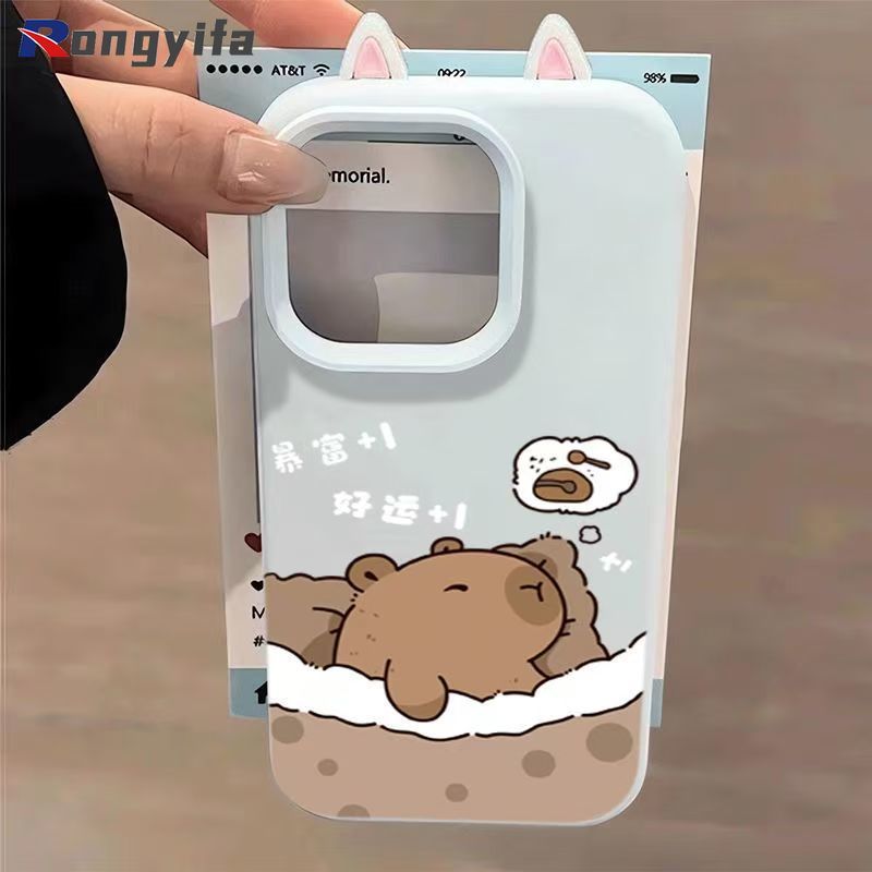 Ốp Điện Thoại Capybara Dễ Thương Cho iQOO Z11 Z10 Z9 Turbo Pro Turbo + Z9x Z8 Z8x Z7i Z5x Z3 Vỏ Màu Kẹo Hoạt Hình Tai Mèo Đơn Giản Mờ Chống Sốc Ốp Lưng Mềm