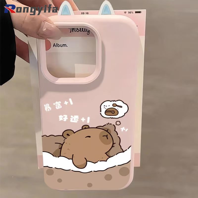 Ốp Điện Thoại Capybara Dễ Thương Cho iQOO Z11 Z10 Z9 Turbo Pro Turbo + Z9x Z8 Z8x Z7i Z5x Z3 Vỏ Màu Kẹo Hoạt Hình Tai Mèo Đơn Giản Mờ Chống Sốc Ốp Lưng Mềm