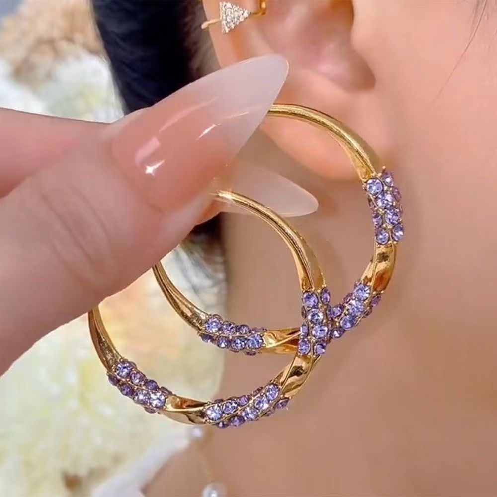 Bông tai zircon màu tím cao cấp - Phù hợp phụ nữ tinh tế và thanh lịch