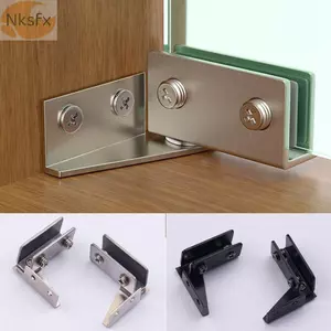 NKSFX 2 Chiếc Bản Lề Cửa Kính, Kẹp Không Khung Nội Thất Gắn Bên, Không Khoan Phần Cứng Hợp Kim Kẽm Cửa Tủ Bản Lề Tủ Kính