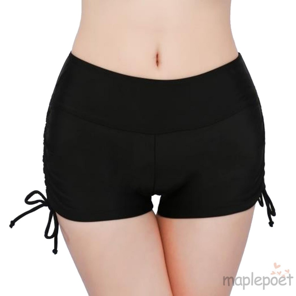 MAPLEPOET-Quần short bơi co giãn bên eo cao dành cho nữ