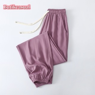 Phụ Nữ rayon Túi Quần Xuân Hè Rời Quần Mới Quần Mỏng Đa Năng Chân Quần