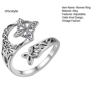 Chicstyle Độc Đáo Celtic Trang Sức Hợp Kim Nhẫn Ngón Tay Celtic Nút Thắt Mở Nhẫn Cho Nữ – Có Thể Điều Chỉnh Ngón Tay Giữa Knuckle Ngón Tay Cái Nhẫn Retro Ireland Trang Sức Cho Bạn Bè