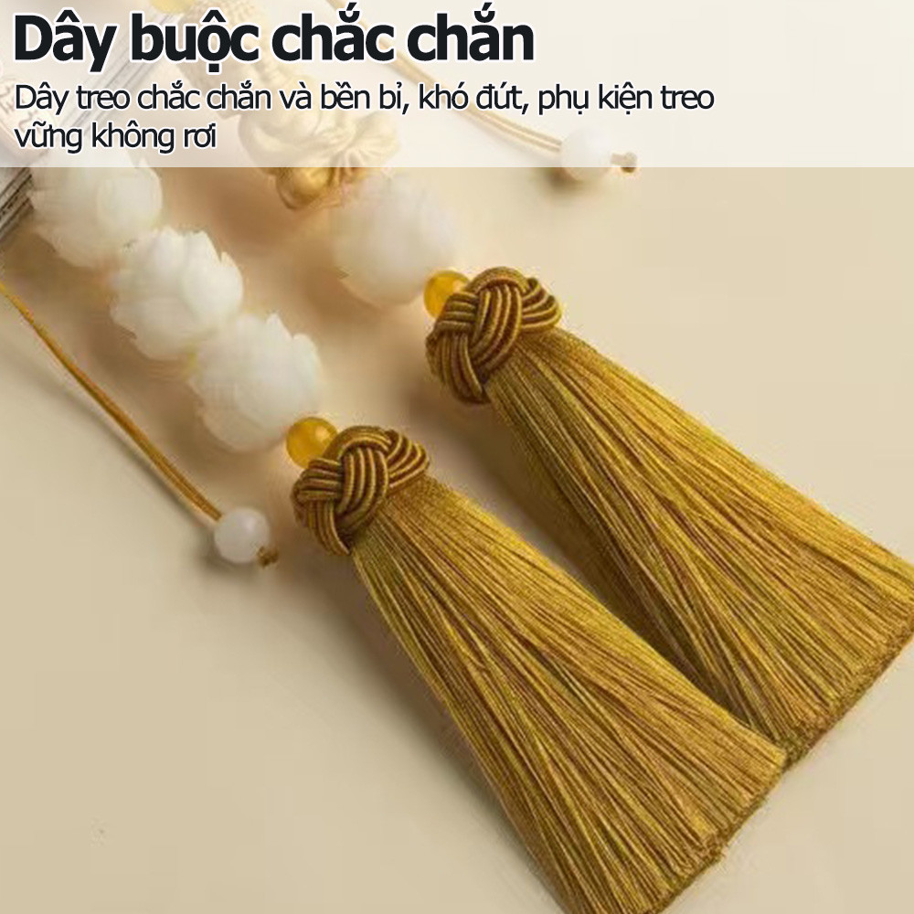 Mặt dây chuyền gương chiếu hậu ô tô gỗ hoàng dương Phật nhỏ an ninh hoa sen mặt dây chuyền trang trí xe hơi