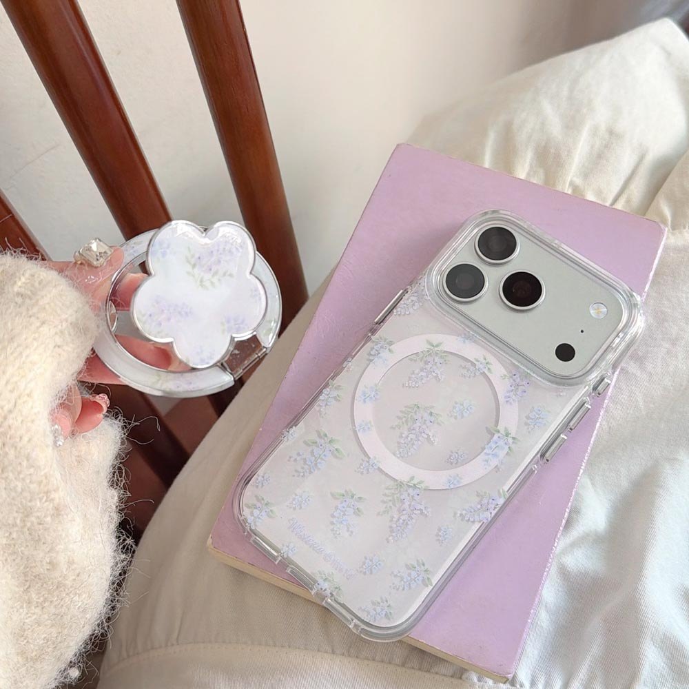 Vỏ cứng Tương thích với iPhone 13 14 14Pro 14ProMax 15 15Pro 15ProMax 16 16Pro 16ProMax 17 17Pro 17ProMax Ốp nam châm họa tiết hoa Wisteria