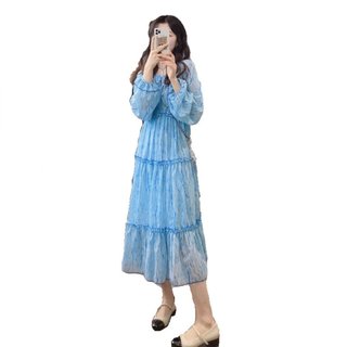[Giảm giá 10% trong thời gian có hạn] Seckill Size Lớn Chất Lượng Cao Phong Cách Phương Tây Nữ Phong Cách Mới Trà Cổ Chữ v Đầm Dài Tay Nữ Rời Đầu Mùa Xuân Eo Ôm Hơn Nhìn Kỳ Nghỉ Một