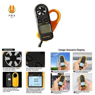 Máy đo tốc độ gió LCD Mini Máy đo lưu lượng vận tốc không khí Nhiệt kế máy đo tốc độ kỹ thuật số