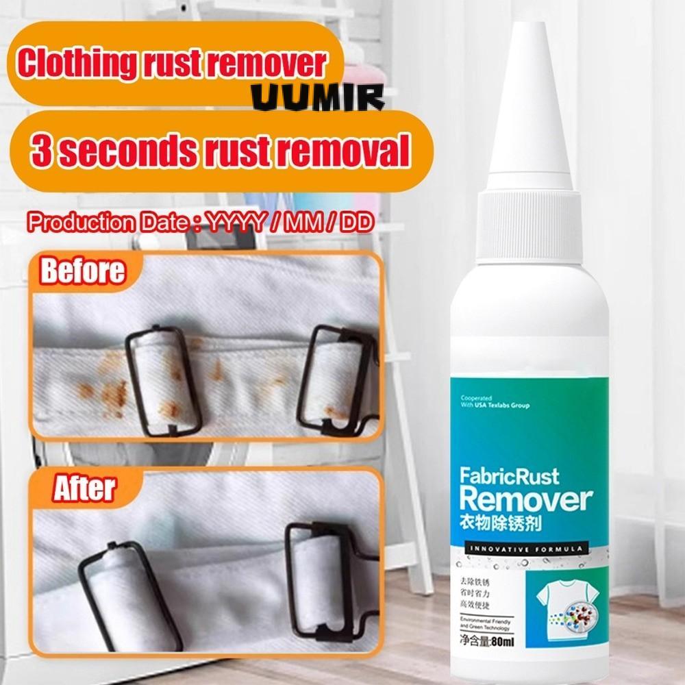 UUMIR Vải Tẩy Rỉ, Nhanh chóng và dễ dàng 80ml Quần áo Tẩy rỉ sét, Trà rỉ sét Loại bỏ bụi bẩn Nước tẩy rỉ sét