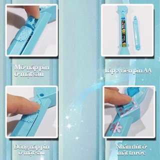 Gậy phép thuật công chúa tuyết – Đèn LED, có nhạc – Bộ gồm gậy, vương miện, bông tai, nhẫn – Quà tặng cho bé gái