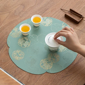 Đế Lót Trà Đạo Chống Thấm Nước Thảm Trải Bàn Trà Dệt Gấm Thêu Hoa Văn Zen Cao Cấp Decor Không Gian Trà Đạo (33x33cm)