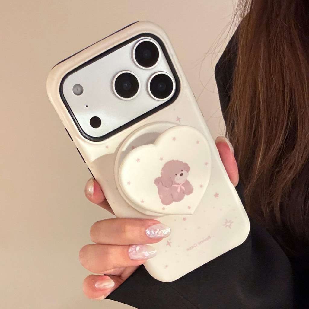Giá đỡ từ tính kem Teddy cho vỏ điện thoại Apple iPhone 17 Pro Max, thích hợp cho chất liệu phim iPhone 16, hoàn thiện mờ iPhone 15, vỏ cứng iPhone 14