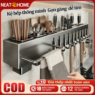 Giá treo dao nhà bếp chắc chắn tiện lợi kèm ống đựng đũa bằng thép carbon