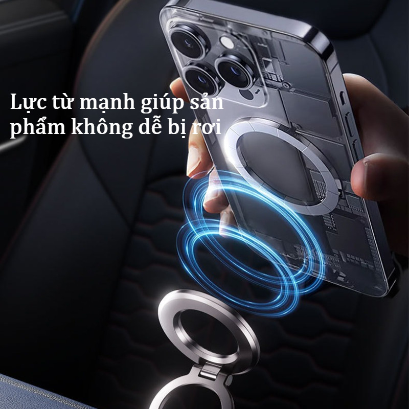 Giá đỡ điện thoại hút chân không, nam châm nâng cấp 16 mạch từ, xoay 360°, bám chắc mọi bề mặt