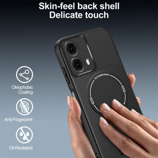 Dành Cho Motorola Moto G35 5G Ốp điện thoại Carbon Tecture Lưng Cứng Cạnh Mềm Có Thể Gập Lại Đứng Chống Sốc Chống Rơi Mỏng Bao