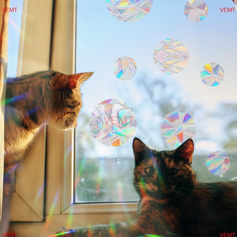 [VG] Rainbow Maker Sun Catcher Wall Stiers Cat Bird Star Mushroom Moon Sun DIY Window Glass Tĩnh điện Lăng kính Stier MỚI