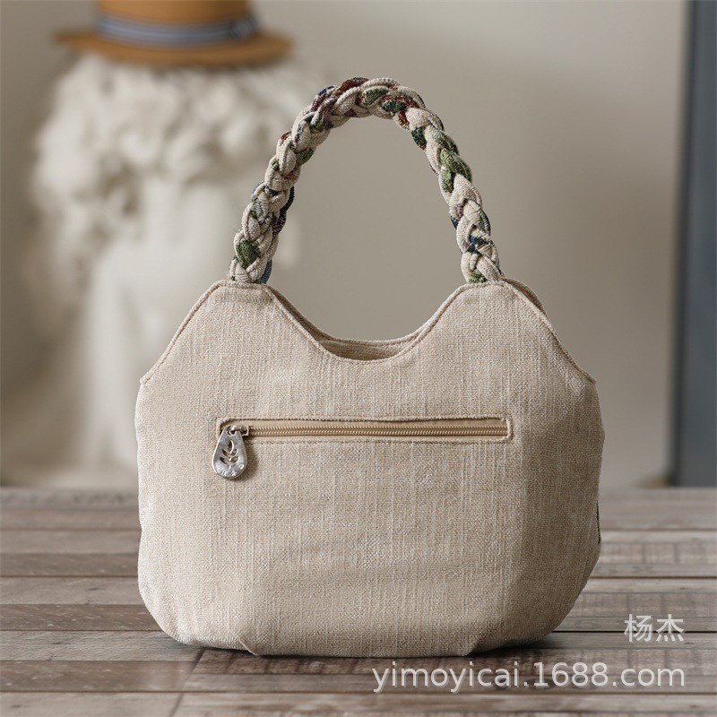 Túi vải bố nữ 66789|phong cách dân tộc|túi xách nhỏ đan tay|cao 20cm rộng 30cm dày 10cm|túi cầm tay thủ công hồ lô vải phong cách cổ điển|nhẹ và tiện dụng|túi đi chợ cho mẹ
