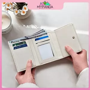 MYPANDA Hoạt Hình Dễ Thương Gấu Ngôi Sao Thêu Ví Ngắn Da PU Dung Tích Lớn Ba Gấp Ví Đựng Tiền Xu Nhẹ Đựng Thẻ ID.