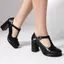 VNTMLH34-43 Kích Thước Lớn Retro Khắc Rỗng Mũi Tròn Dày Gót Giày T-Buckle Dây Đeo Sau Dây Thời Trang Phù Hợp Với Mary Jane Giày