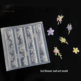 Khuôn làm móng bằng silicon 5 mảnh họa tiết hoa, trang trí móng tay nghệ thuật lập thể, sơn làm đầy khuôn cứu trợ