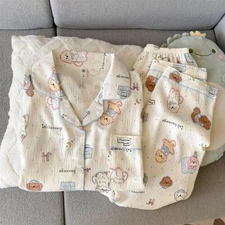 Mùa Xuân Mây Bộ Đồ Ngủ Cotton Kích Thước Lớn Rời Thường Ngày Loungewear Quần Dài Tay Phù Hợp Với Nữ Mùa Xuân Mây Bộ Đồ Ngủ Cotton Kích Thước Lớn Rời Thường Ngày Loungewear Dài