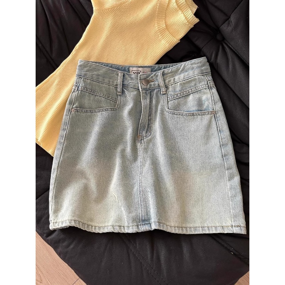 A.T.A Áo sơ mi denim thêu da nhãn nữ, size lớn, thiết kế dáng A ngắn ômbody