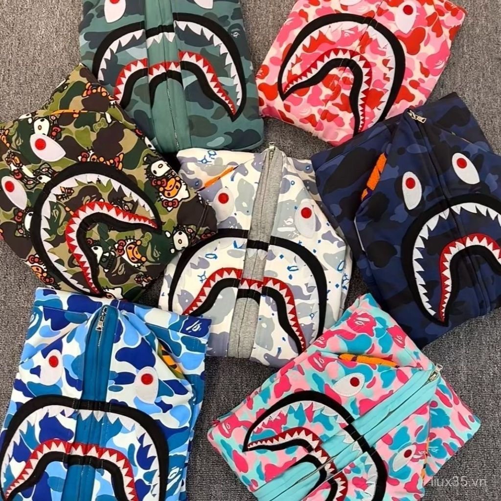 Áo khoác chống nắng Bape Monster In họa tiết cá sấu màu cam Unisex chất lượng cao Xu hướng mùa hè 2026