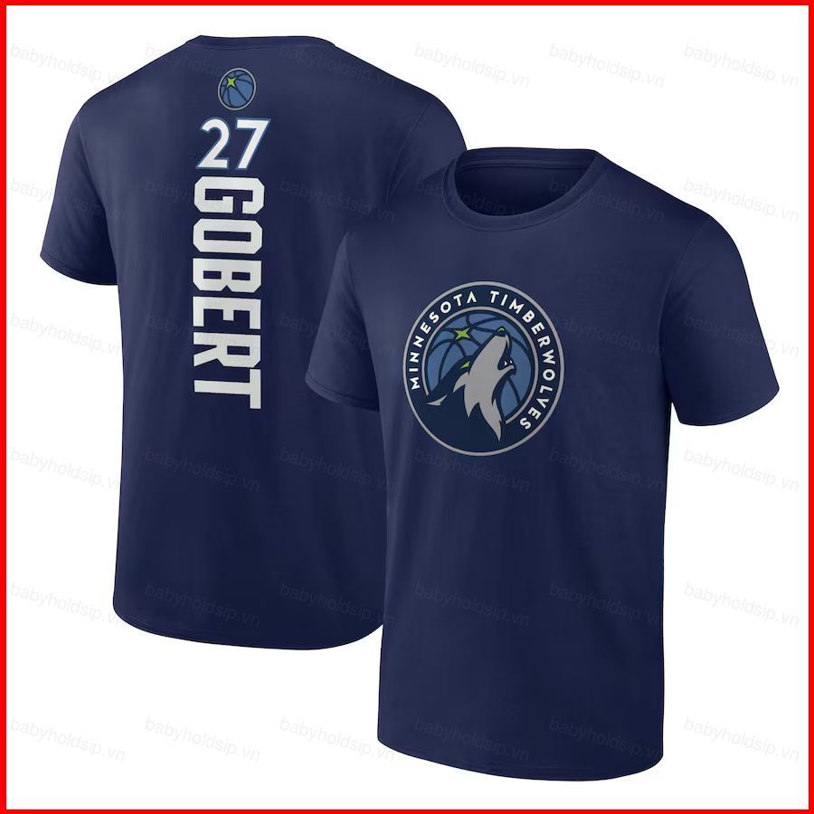 Áo thun Minnesota Timberwolves Rudy Gobert màu hải quân dành cho người lớn, trẻ em và người mập