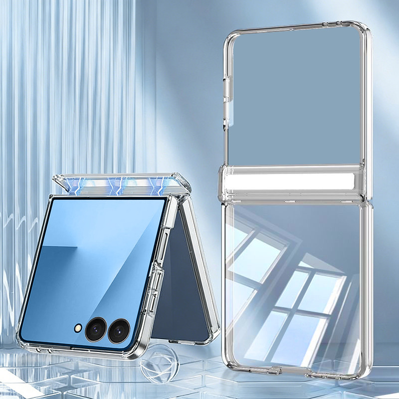 Ốp Điện Thoại Trong Suốt Từ Tính Cho Samsung Galaxy Z Flip 7 7FE Flip 6 Flip 5 Cho Sạc Không Dây Gấp Bìa Cứng