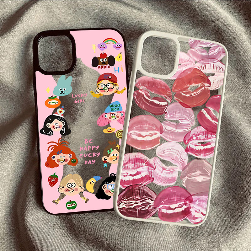 Dành Cho Samsung A56 A35 A54 A06 A26 A55 A36 A05S A15 A16 A12 A52 A34 5G A32 Graffiti Môi Đỏ Bé Gái Acrylic Trong Suốt Chống Sốc