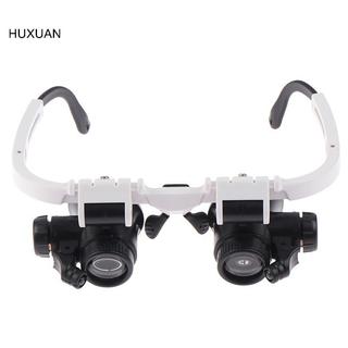 Kính lúp đeo đầu HUXUAN có đèn LED 8X 15X 23X Đồng hồ thợ kim hoàn Loupe RFT