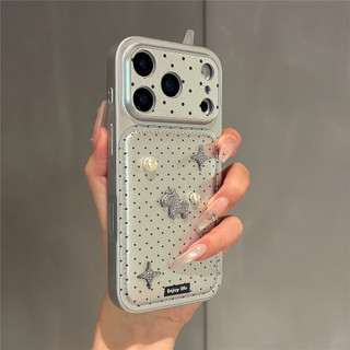 Ốp điện thoại hình con ngựa bằng da bạc cao cấp Wave Dot thích hợp cho iPhone17 16 15 14 13 Pro Max Bảo vệ Camera chống sốc Vỏ cứng chống rơi