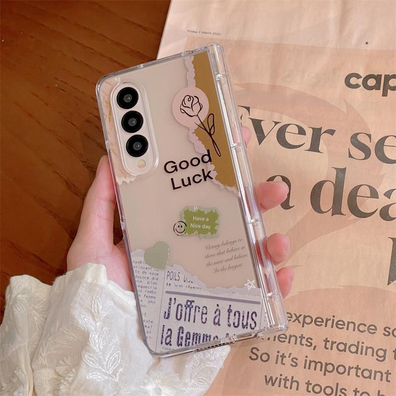 Vintage Hoa Hồng Báo Ốp Lưng Điện Thoại Thích Hợp Cho Samsung Galaxy ZFold7 zfold6 Dây Gấp Vỏ Cứng Cho Z Fold 7 6 5 5G Vỏ Bảo Vệ