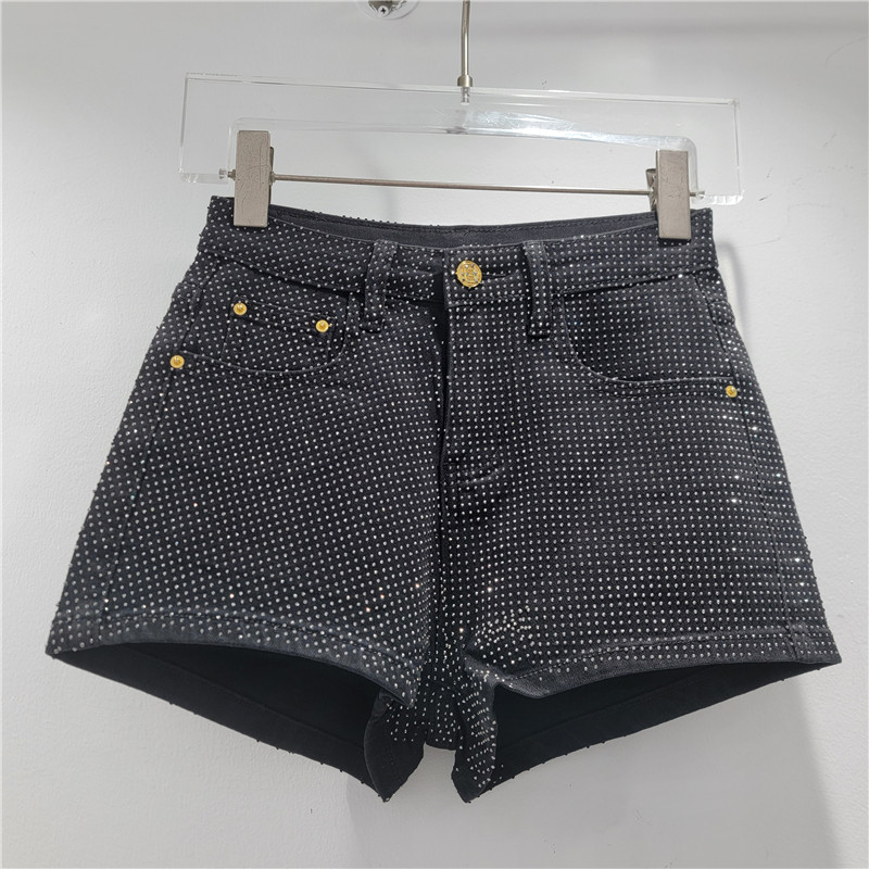 Gypsophila Nhấp Nháy Kim Cương Nóng bỏng Mỹ Cô Gái Denim Quần Short Nữ Mùa Xuân Mùa Hè Cao Cấp Ôm Hơn Nhìn Gợi Cảm Hông Đóng Gói Quần Nóng