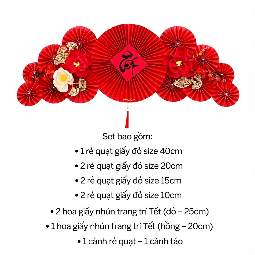 Set Phụ Kiện Trang Trí Nhà Tết Nguyên Đán, Phụ Kiện Decor Trang Trí Nhà Cửa Tết, Treo Tường May Mắn