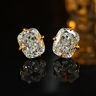 Bông tai nữ đơn kim cương zirconia trắng phong cách châu Âu - Mỹ, kích thước 8*10mm