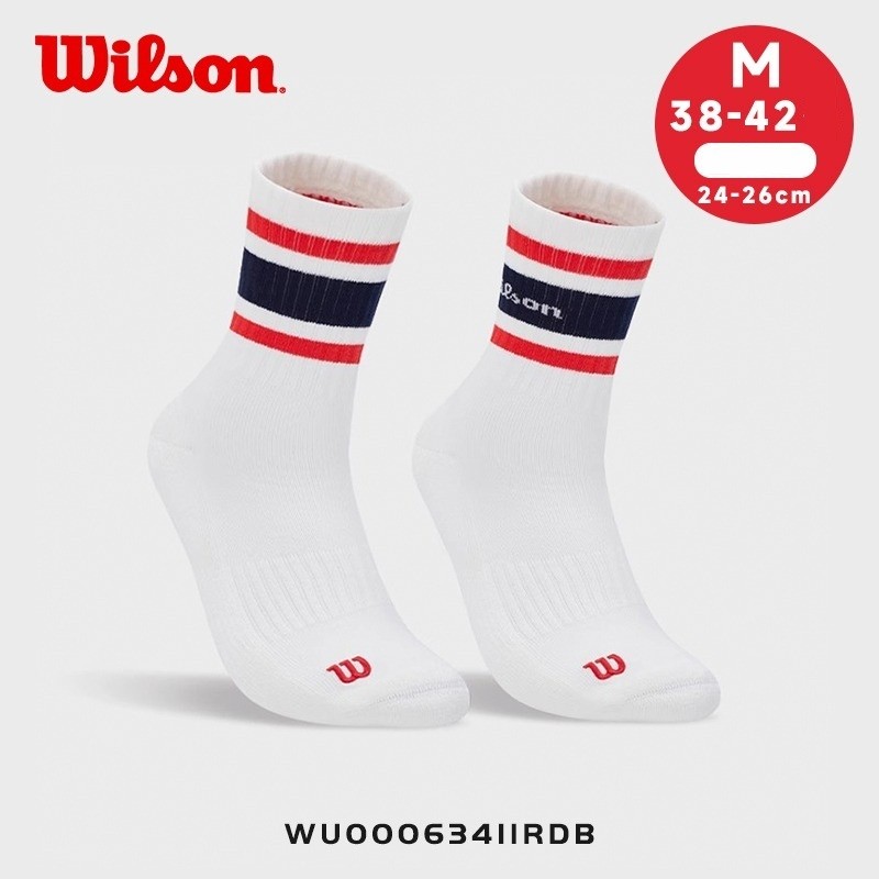 Wilson Unisex Crew Stripe Script Sock Tất Thể Thao WU00063411