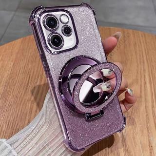 Vỏ Oppo Reno16F Cho Oppo Reno 16 15 Pro Max Mini 15FS Reno15Pro 16Pro 16FS 5G Vỏ Điện Thoại Mềm Lấp Lánh Trong Suốt Gương Giá Đỡ Vòng Từ Tính Giá Đỡ Túi Khí Bảo Vệ