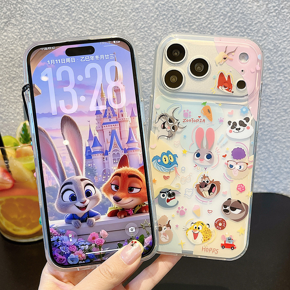 Ốp điện thoại Acrylic chuỗi động vật dễ thương cho iPhone 17 Pro Max 16 15 14 13 Vỏ bảo vệ chống sốc